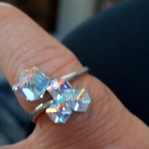 Elegant Silver Crystal Ring 925 FD CN Fancy